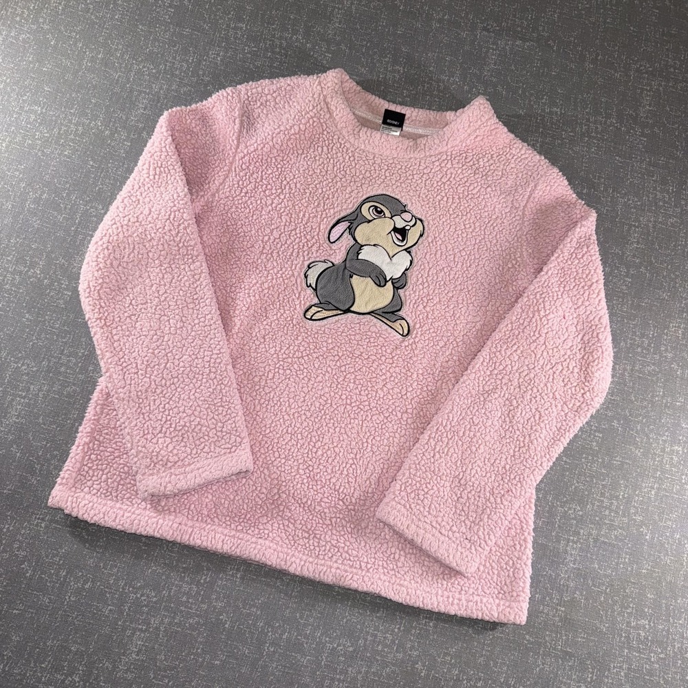Disney Thumper Pajama Top Girls Small‎ 4-6 Pink Faux Fur Sherpa Bambi Bunny